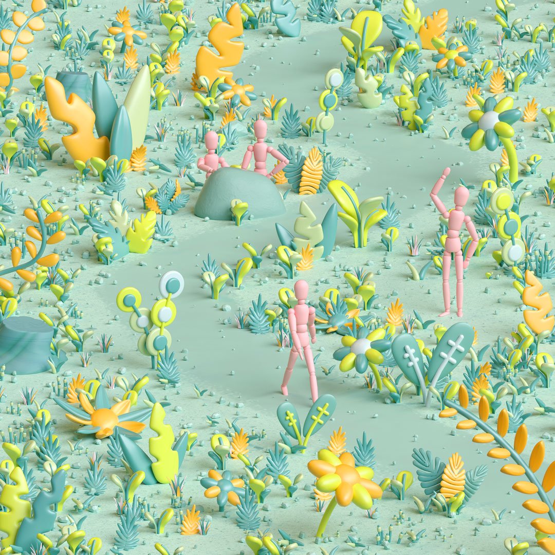 A 3d illustration of a grassland environment