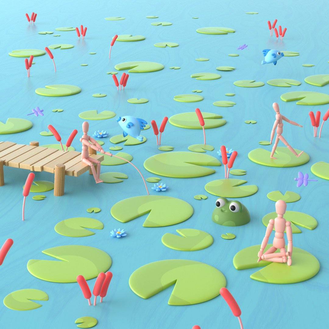 A 3d illustration of a river environment