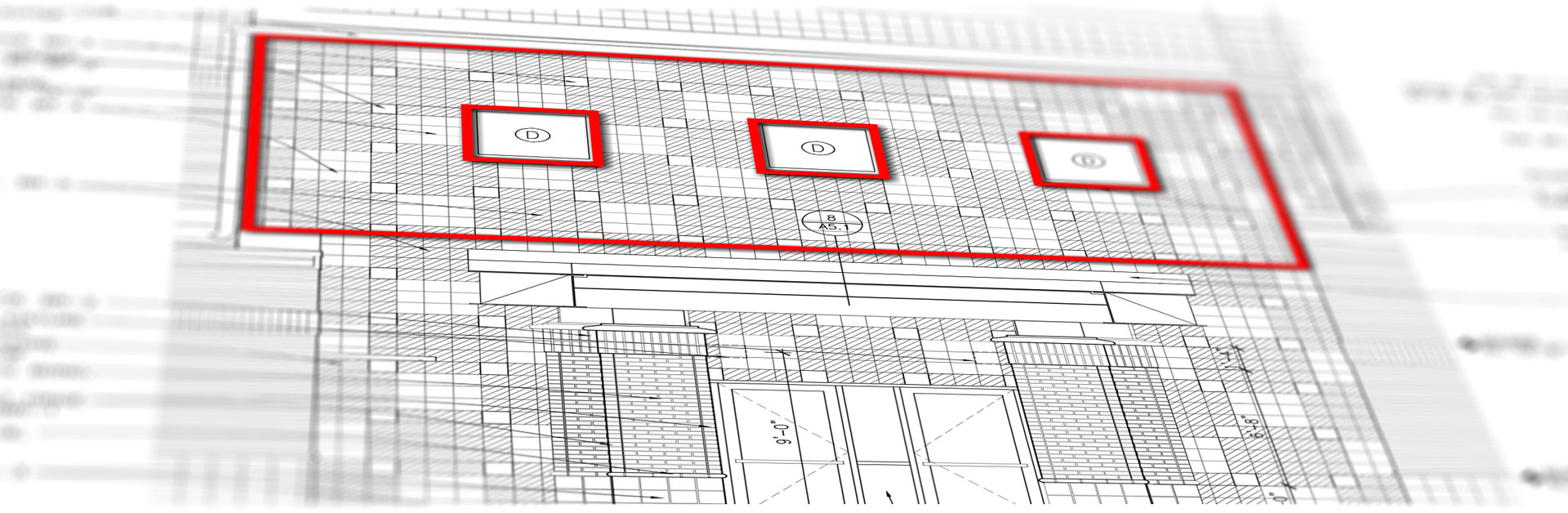 Blue-Print A blueprint of the facade of the Legends Center in Jacksonville Florida