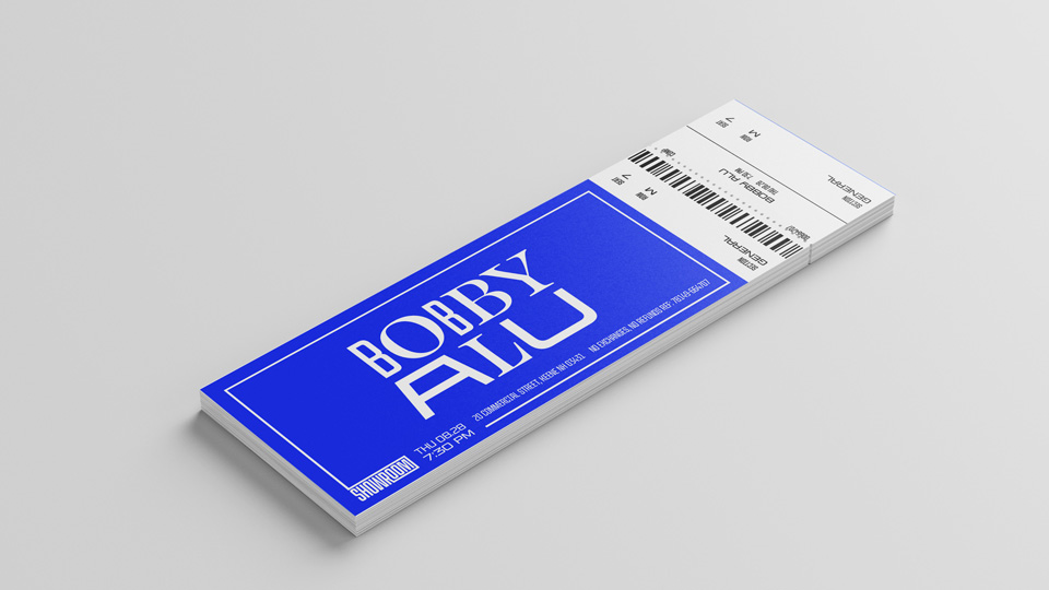 Custom designed tickets for Showroom